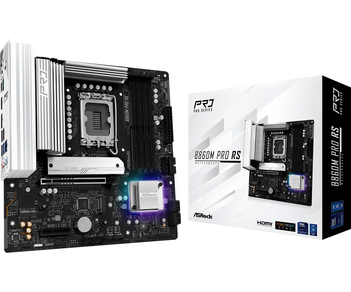 ASRock B860M Pro RS LGA1851 Socket Motherboard | 90-MXBRP0-A0UAYZ ASRock B860M Pro RS LGA1851 Socket Motherboard | 90-MXBRP0-A0UAYZ